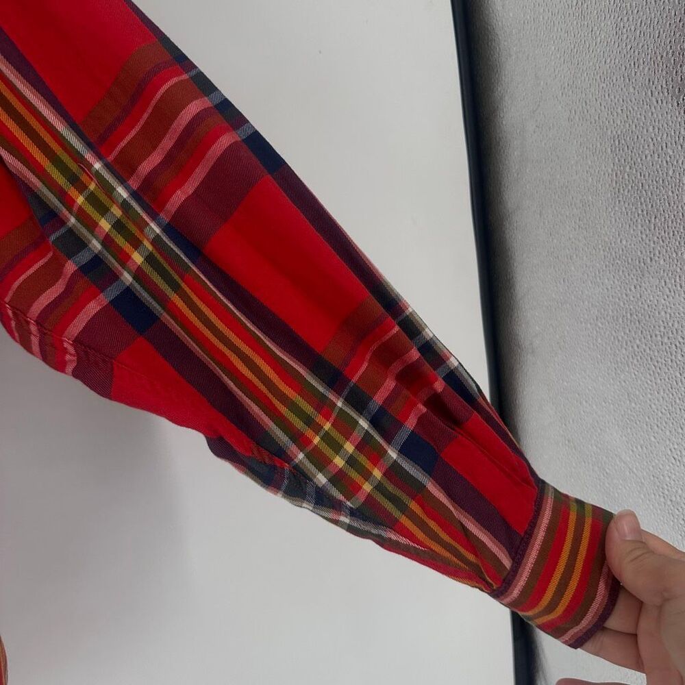 Liz‎ Claiborne Sport Vintage Tartan Plaid Button Down Shirt Size M Red Classic - Picture 11 of 11